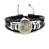 Pulseira de Couro de Vaca Tecida Estilo Retrô Cabeça de Líder Tribal Pulseira de Couro Genuíno para Homens Joia Pulseira Estilo Étnico Atacado