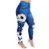 Europa e Estados Unidos explosão transfronteiriça imitação jeans estampa digital elástico cintura alta abdômen corrida yoga calças leggings
