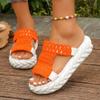 Transfronterizo Nuevo talla grande Suela gruesa Ligeras Pantuflas tejidas Zapatos de mujer Nuevo Europeo y americano Casual Lana Punta redonda Sandalias romanas