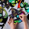 Accesorios de Pintura Graffiti Hechos a Mano DIY Papel de Rascar Creativo y Colorido Arte de Rascar de Halloween Pinturas Colgantes de Halloween