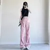 Calças Cargo Femininas de Verão Novo Estilo Americano Cordão Laço Calças Casuais Jogger Soltas de Perna Larga Marca da Moda Faz as Pernas Parecerem Mais Longas
