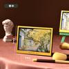 Ímã de geladeira com adesivo de moldura de foto de madeira multicamadas, decoração de pintura a óleo criativa de desenho animado tridimensional, ímã de geladeira atacado