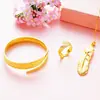 Al por mayor juego de tres piezas de oro duro 3D secreto de amor pluma apertura pulsera moneda europea arena oro pluma colgante anillo