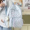 Mochila de estilo japonés con lazo dulce y estrella, de alta apariencia, para estudiantes y niñas, linda y moderna bolsa escolar de lunares