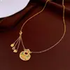 Collar Electrochapado en Oro Real de 18K con Calado de Calabaza, Cadena para Suéter de Lujo Accesible Vintage de Segunda Mano, Collar Casual Elegante y Versátil