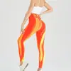 En stock Pantalones de Yoga Tie-Dye Aurora Cintura Alta Ajuste de Vientre Cadera de Durazno Pantalones Deportivos para Correr y Fitness Leggings Ajustados Deportivos para Mujer