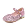 Sapatos de Salto Alto Infantis Estilo Inverno Novo Transfronteiriço, Sapatos de Princesa Estilosos para Meninas com Acessórios de Pérolas e Lantejoulas, Sapatos de Performance Atacado