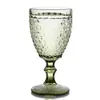 Copa de vidrio transparente nueva tamaño pequeño Verde Patrón de copa de vino de vidrio europea y americana simple para el hogar color en relieve