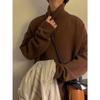 Suéter Retrô Estilo Hong Kong de Inverno Ins Suéter Gola Alta Grosso Solto de Casal Masculino e Feminino Base Casaco Combina com Tudo