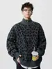 Suéter Cárdigan Retro Americano con Estampado de Leopardo y Cuello Alto para Hombres y Mujeres, Marca de Tendencia Otoño e Invierno, Chaqueta de Punto Holgada Estilo Perezoso para Parejas