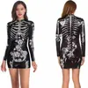 Europeu e Americano Halloween Sexy Saia Justa Enfermeira Zumbi Cos Esqueleto Festa Festa Vestido de Manga Longa Feminino