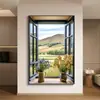 Pintura Decorativa Moderna Simples de Janela Falsa com Paisagem Marinha Pintura de Chão para Parede de Fundo de Sofá Extensão de Espaço Pintura para Pendurar no Quarto