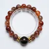 Beleza DesbotadaPulseira de Cristal Super Sete Preto Dourado Natural para Mulheres, Versátil Elegante Pulseira de Cristal Chá Atacado