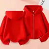Sudadera con capucha de moda para niños y niñas de primavera y otoño, chaqueta casual de color liso con cremallera, sudadera moderna para niños mayores