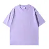 Camiseta de manga corta de algodón 100% de peso pesado de 260 g para hombre, corte holgado, cuello redondo, blanca, no transparente, manga corta, camiseta con logo estampado