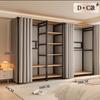 Guarda-Roupa de Metal para Quarto de Casa, Totalmente Fechado, Estrutura Toda em Aço, Estilo Aberto, À Prova de Poeira, Armazenamento Simples de Combinação Aço-Madeira de Chão