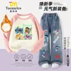 Conjunto de Sudadera con Capucha y Jeans de Dibujos Animados de Stitch Lindo para Niñas Novedades Primavera/Otoño 2027 para Niños Medianos y Mayores