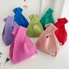Bolsa de Mano de Punto de Color Sólido Hueca Bolso Chaleco de Moda Versátil Primavera/Verano Gran Capacidad Bolsa de Muñeca de Malla