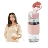 Vaso de agua de vidrio de borosilicato alto con bola de gravedad y popote, nuevo modelo 2026 vaso graduado para mujer, vaso de agua con popote para mujeres embarazadas