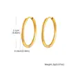 Brincos grandes lisos geométricos de aço inoxidável estilo europeu e americano banhados a ouro 18K brincos simples femininos multi-especificação 2mm,4mm
