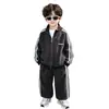 Conjunto de otoño para niños, elegante y genial, conjunto de cárdigan con cremallera y estampado de leopardo, conjunto casual deportivo de dos piezas para otoño para niños