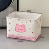 Cesta de Roupa Suja Gato Xadrez Fofo Grande Capacidade Tecido Portátil Cesta de Armazenamento Quarto Banheiro Roupas Brinquedos Cesta de Armazenamento