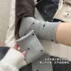 Meias Cinzas de Bolinhas para Mulheres, Estilo Primavera e Outono, Meias de Cano Médio 100% Algodão, Modernas para Combinar com Sapatos Birkenstock, Meias Longas Sem Costura com Barra Enrolada