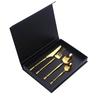Vajilla de Acero Inoxidable Amazon Transfronteriza Juego de Cuatro Piezas de Cintura Pequeña Hotel Cuchillo para Carne de Dientes Gruesos Tenedor Cuchara de Postre Tenedor