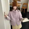 Chamarra de Plumas Acolchada para Mujer Corta Cuello Alto 2026 Otoño Invierno Estilo Coreano Cordón Ligera Petite 90 Chamarra de Plumas de Pato Blanca