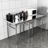 Mesa Plegable de Acero Inoxidable Engrosado Mesa de Comedor Rectangular para el Hogar Banco de Trabajo Comercial Mesa para Puesto de Mercado Nocturno para Barbacoa al Aire Libre