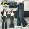 Pantalones Vaqueros para Niña Otoño/Invierno Ropa de Abrigo Elegantes 2026 Nuevos de Moda Estilo Coreano para Niños Pantalones de Pierna Ancha Mediano/Grande Niños Pantalones Largos Engrosados
