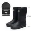 Botas de Chuva Estilo Coreano Tendência para Mulheres, Botas de Água para Acampamento ao Ar Livre de Cano Médio, Sapatos de Borracha Antiderrapantes para Cozinha, Sapatos Impermeáveis para Lavagem de Carro