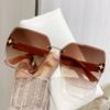 Gafas sin montura Gafas de sol de moda con borde cortado Gafas de sol de montura grande Gafas de sol anti-UV Gafas de sol unisex vintage