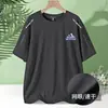 Camiseta de verano de seda de hielo para hombre, cuello redondo, ropa de secado rápido, manga corta, delgada, transpirable, media manga, tops de talla grande, deporte para hombre, holgada, tendencia