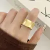 Anel Wrap-Around Geométrico de Linha com Borda Larga da Moda para Mulheres, Estilo Criativo Único, Anel Aberto Versátil de Nicho, Anel para Dedo Indicador