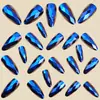 Rombos Multifacéticos Estéreo 3D Metal Electrochapado Brillo Manicura Moda Estilo Ins Europeo y Americano Cabeza Redonda Uñas Almendra Serie Azul