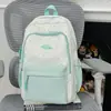 Mochila Fofa Color Block para Mulheres, Tema Estrelas, Estilo Fofo e Fresco, Mochila Escolar para Estudantes, Alto Valor Estético, Bolsa Casual Simples