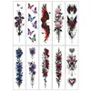 Pegatinas de Tatuaje de Calavera de Rosa Estilo Gótico Nuevo Transfronterizas, Flor Realista Estilo Ins para Brazo Pegatinas Sexys Personalizadas
