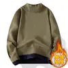 Suéter Cálido de Invierno para Hombre con Cuello Medio Alto, Estilo Nuevo, Tejido de Punto Engrosado con Felpa, Color Sólido, Moda, El Más Fácil de Combinar, Suéter para Hombre