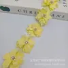En Stock 4.5cm Chifón Multicapa Cosido a Mano con Flor de Perlas Decoración de Flor para Ropa de Niños Zapatos Encaje Accesorios DIY