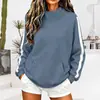 2026 Outono Inverno Europa Transfronteiriça Nova Roupa Feminina Moletom Canelado de Gola Alta Estilo Esportivo Casual Solto Moletom com Listra na Manga Feminino