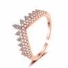 Anillo en forma de V con corona de diamantes de moda europea y americana, temperamento femenino, estilo frío, diseño de nicho de alto sentido, anillo de dedo índice abierto