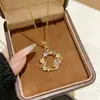 Colar Transfronteiriço de Titânio com Planeta Cravejado de Diamantes para Mulheres, Corrente de Clavícula Exquisita de Luxo Leve Totalmente Diamantada, Acessório Versátil da Moda