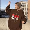 Desejo novo Natal roupas femininas três anões floco de neve impresso ombro a ombro gola redonda suéter de lã top feminino