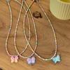 Collar de cuentas de mariposa pintadas con degradado colorido, diseño de personalidad femenina, estilo dulce, sentido de alta gama, moda, temperamento, cadena de clavícula