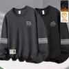 Moletom masculino para outono e inverno, gola redonda, forrado com fleece, pulôver, manga longa, caimento solto, casual, peça versátil para homens