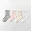 Nuevos Calcetines para Niños 2026, Calcetines de Algodón Transpirables de Malla Fina de Verano para Niñas, Niños Medianos y Grandes, Estudiantes, Borde con Volantes, Caña Media