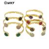 WT-B640 Moda Europea y Americana Doble Gema Irregular Latón Pulsera Ajustable Hip Hop Rock Joyería Accesorios