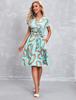 Comércio Exterior Roupas Femininas Amazon Explosões Mercadorias Europeias Transfronteiriças 2023 Verão Novo Elegante Mais Vendido Vestido Estampado de Manga Curta