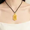 Pingente Retro Dourado Areia Vietnamita para Mulheres Estilo Corte Padrão de Nuvens Auspiciosas Vazado Caractere Fu Colar Ábaco Joias Banhadas a Ouro Cobre Venda por Atacado